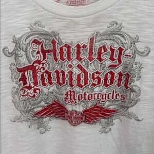 Harley-Davidson Women's White and Red Graphic Tee, size XL